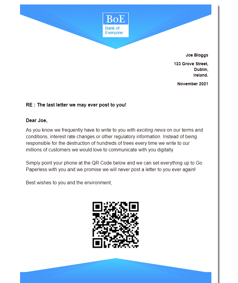 Paperless Communications Template with QR Code